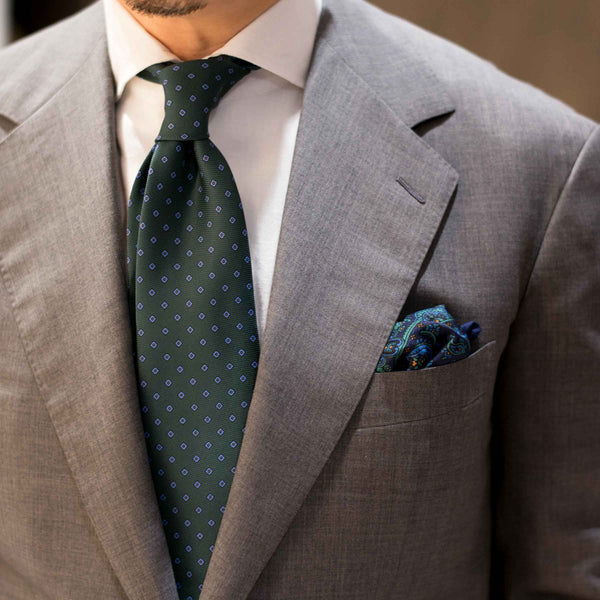 EG Cappelli handmade Green silk tie #9535