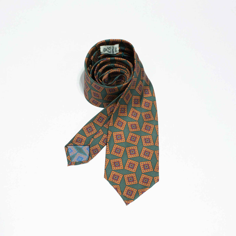 EG Cappelli handmade Green silk tie #9483
