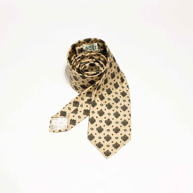EG Cappelli handmade Beige silk tie #9522