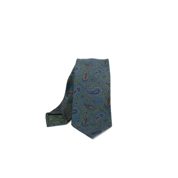 EG Cappelli handmade Green wool silk tie #5537