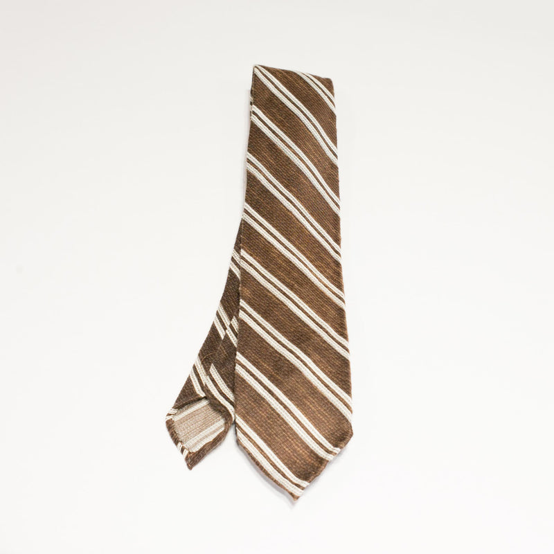 EG Cappelli handmade Brown silk linen  tie #5541