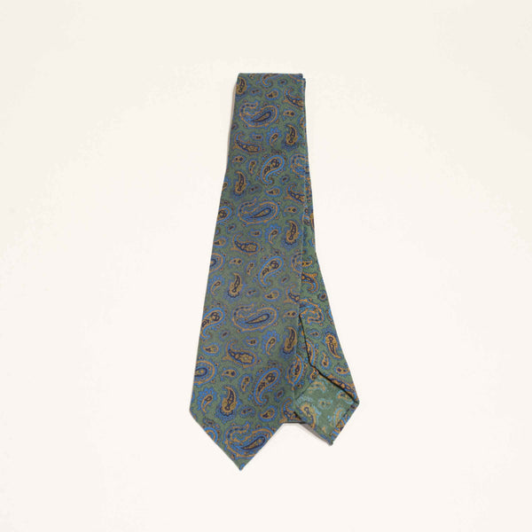 EG Cappelli handmade Green wool silk tie #5537
