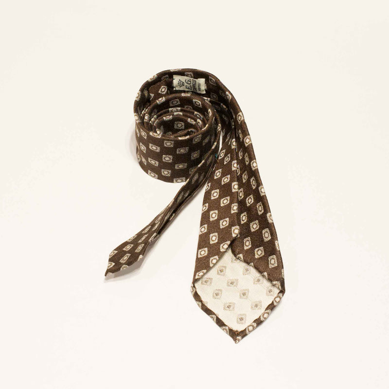 EG Cappelli handmade Brown silk linen tie #5533