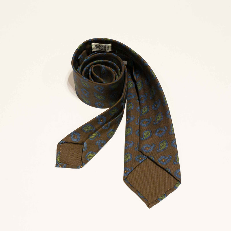 EG Cappelli handmade Brown silk tie #5536