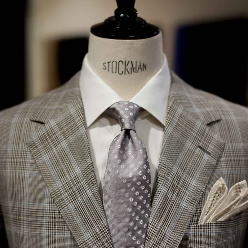EG Cappelli handmade Grey silk tie #5521