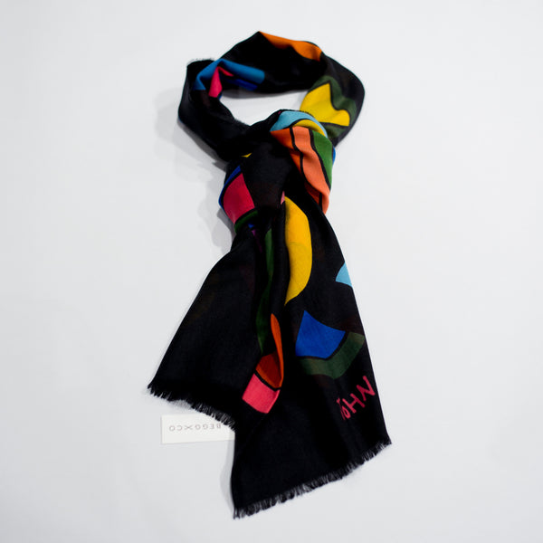 Begg & Co x John Booth Wispy Arc Noir Superfine Cashmere Scarf