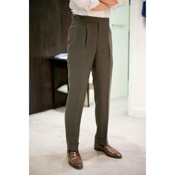 RED GANG - MTO Green Linen Trousers