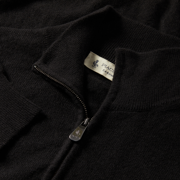 MTO Cashmere Zip Mock Sweater Black 8543 226