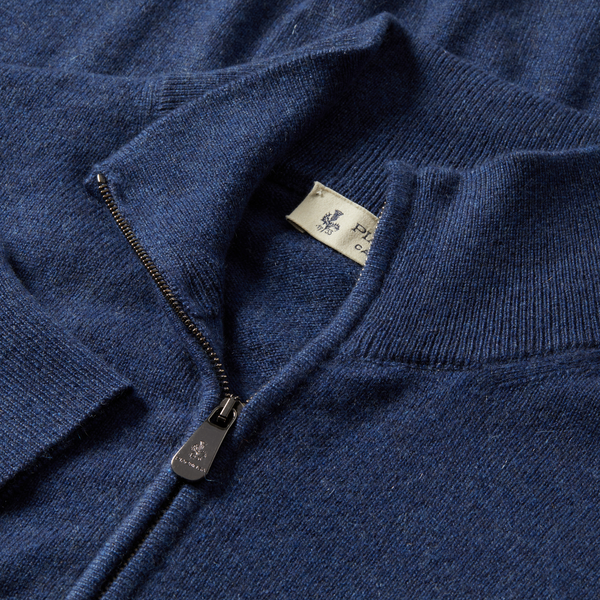MTO Cashmere Zip Mock Sweater Blue 8543 332