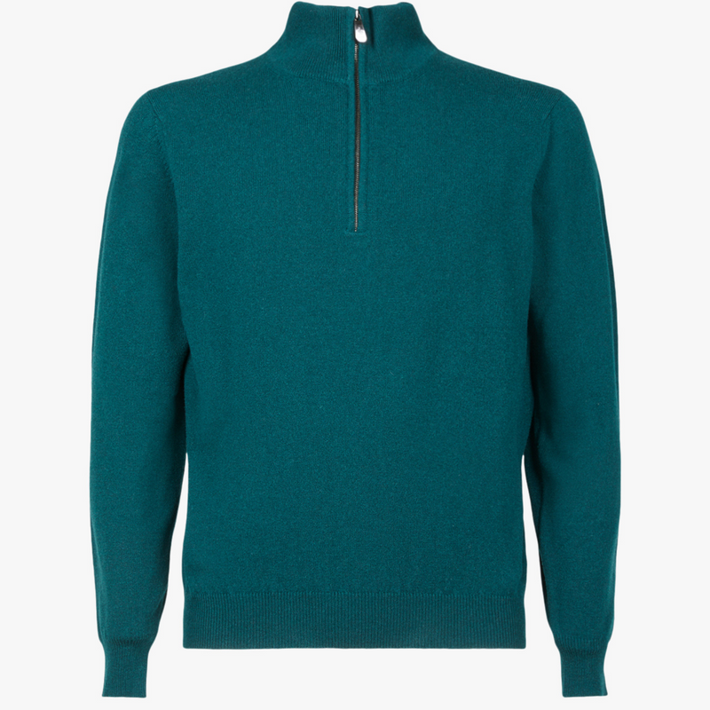 MTO Cashmere Zip Mock Sweater Green 8543 90458