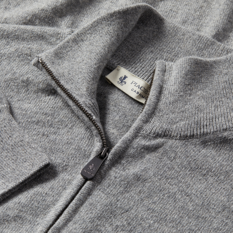 MTO Cashmere Zip Mock Sweater Grey 8543 90073